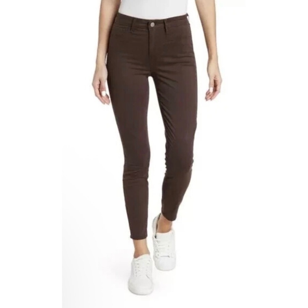 L'AGENCE Margot High Rise Skinny Jeans Army‎ Green Raw Hem Size 27 2294LMDR